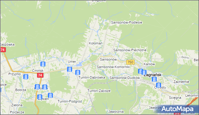 mapa Samsonów, Samsonów na mapie Targeo