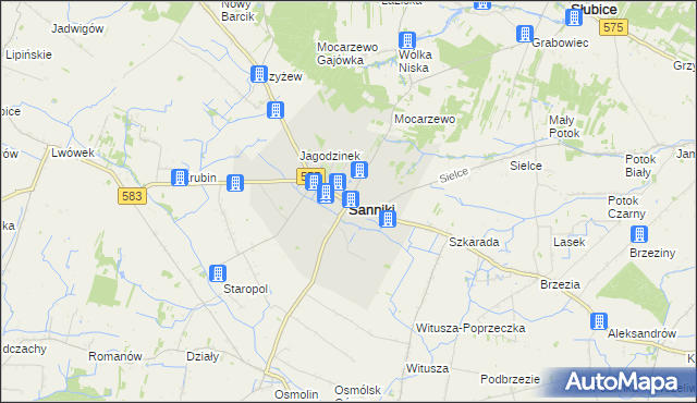 mapa Sanniki powiat gostyniński, Sanniki powiat gostyniński na mapie Targeo