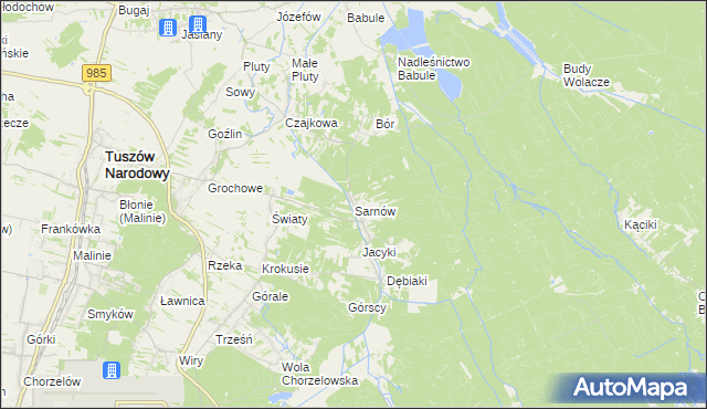 mapa Sarnów gmina Tuszów Narodowy, Sarnów gmina Tuszów Narodowy na mapie Targeo