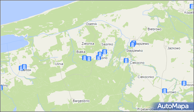 mapa Sasino, Sasino na mapie Targeo