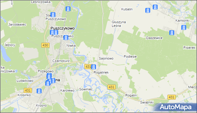 mapa Sasinowo, Sasinowo na mapie Targeo