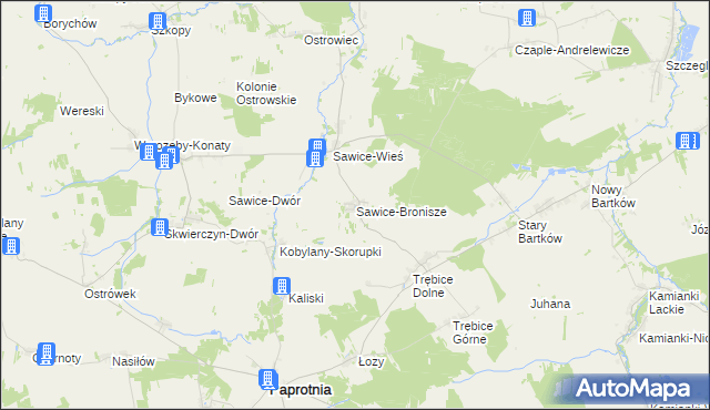 mapa Sawice-Bronisze, Sawice-Bronisze na mapie Targeo