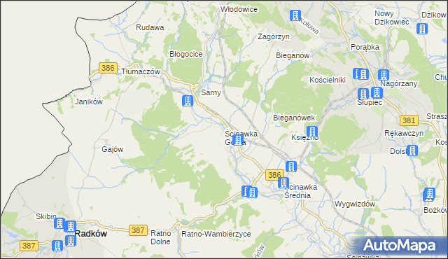 mapa Ścinawka Górna, Ścinawka Górna na mapie Targeo