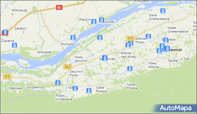 mapa Secyminek, Secyminek na mapie Targeo