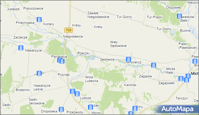 mapa Sędowice gmina Michałów, Sędowice gmina Michałów na mapie Targeo