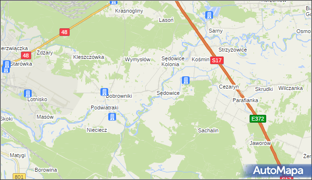 mapa Sędowice gmina Ryki, Sędowice gmina Ryki na mapie Targeo