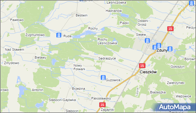 mapa Sędraszyce, Sędraszyce na mapie Targeo