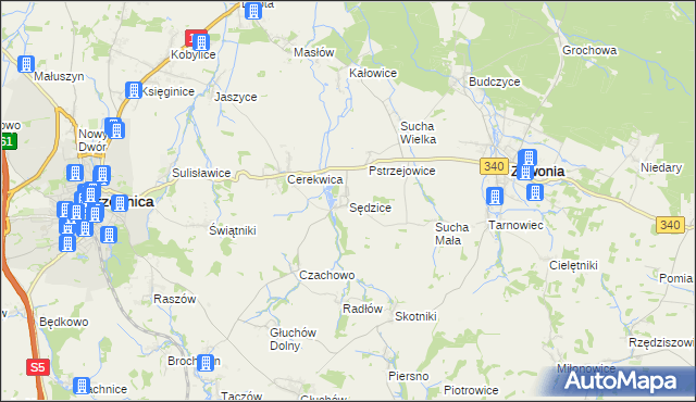mapa Sędzice gmina Zawonia, Sędzice gmina Zawonia na mapie Targeo