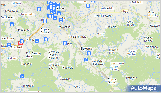 mapa Sękowa, Sękowa na mapie Targeo