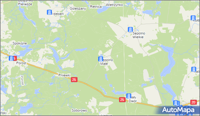 mapa Sępolno Małe, Sępolno Małe na mapie Targeo