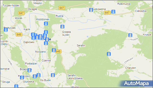 mapa Serafin gmina Łyse, Serafin gmina Łyse na mapie Targeo