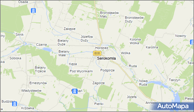mapa Serokomla, Serokomla na mapie Targeo