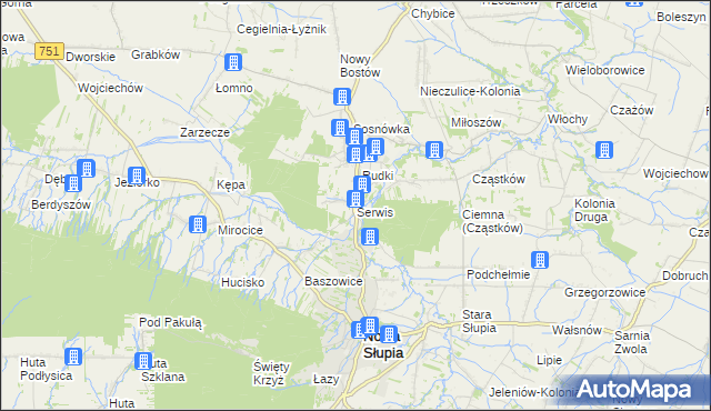 mapa Serwis, Serwis na mapie Targeo