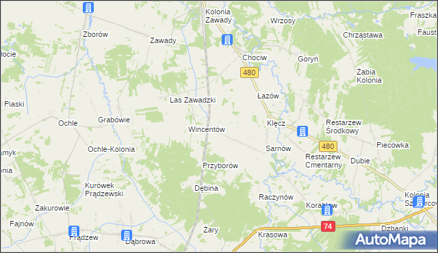 mapa Sewerynów gmina Widawa, Sewerynów gmina Widawa na mapie Targeo