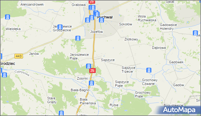 mapa Siąszyce, Siąszyce na mapie Targeo