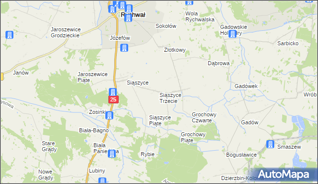 mapa Siąszyce Trzecie, Siąszyce Trzecie na mapie Targeo