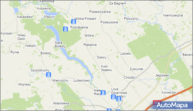 mapa Sidory gmina Raczki, Sidory gmina Raczki na mapie Targeo