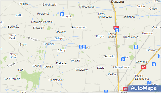 mapa Siedlec gmina Łęczyca, Siedlec gmina Łęczyca na mapie Targeo