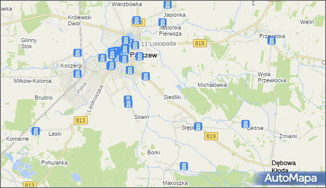 mapa Siedliki, Siedliki na mapie Targeo