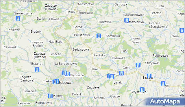 mapa Siedliska gmina Bobowa, Siedliska gmina Bobowa na mapie Targeo