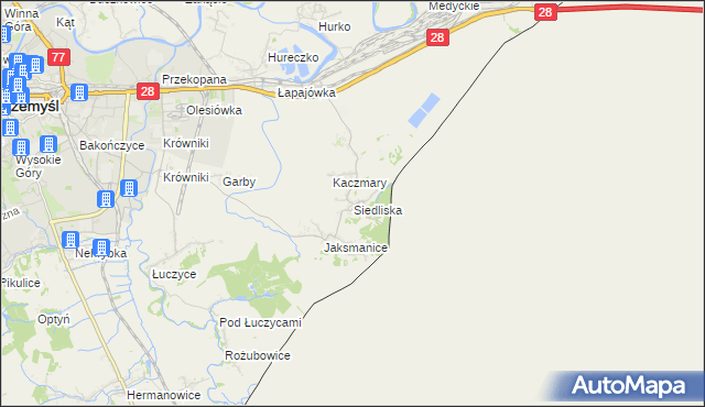 mapa Siedliska gmina Medyka, Siedliska gmina Medyka na mapie Targeo