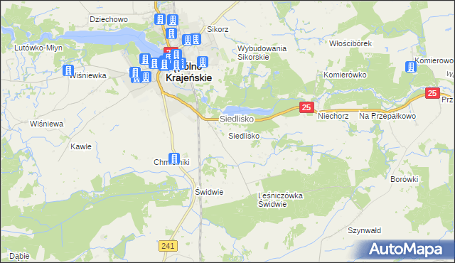 mapa Siedlisko gmina Sępólno Krajeńskie, Siedlisko gmina Sępólno Krajeńskie na mapie Targeo