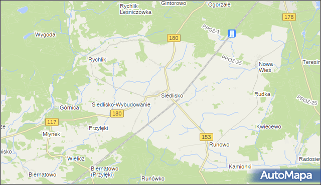 mapa Siedlisko gmina Trzcianka, Siedlisko gmina Trzcianka na mapie Targeo