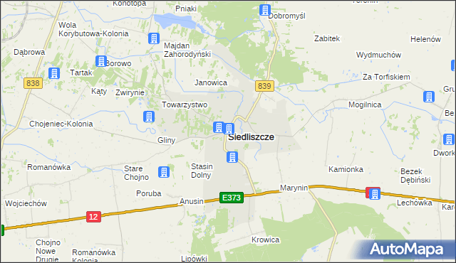 mapa Siedliszcze powiat chełmski, Siedliszcze powiat chełmski na mapie Targeo