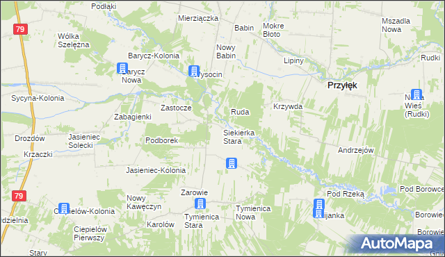 mapa Siekierka Stara, Siekierka Stara na mapie Targeo