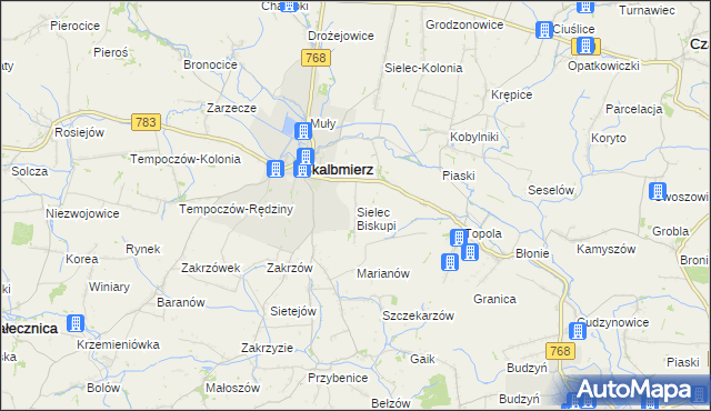 mapa Sielec Biskupi, Sielec Biskupi na mapie Targeo
