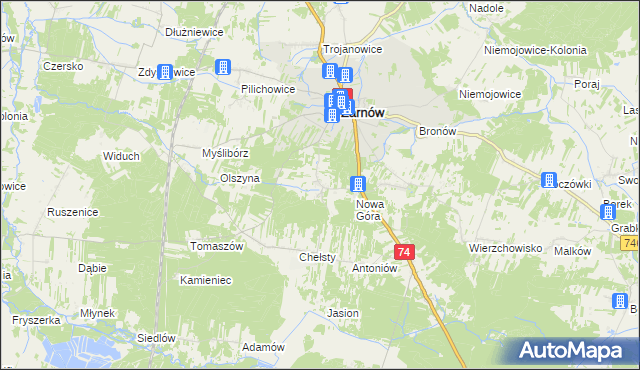 mapa Sielec gmina Żarnów, Sielec gmina Żarnów na mapie Targeo