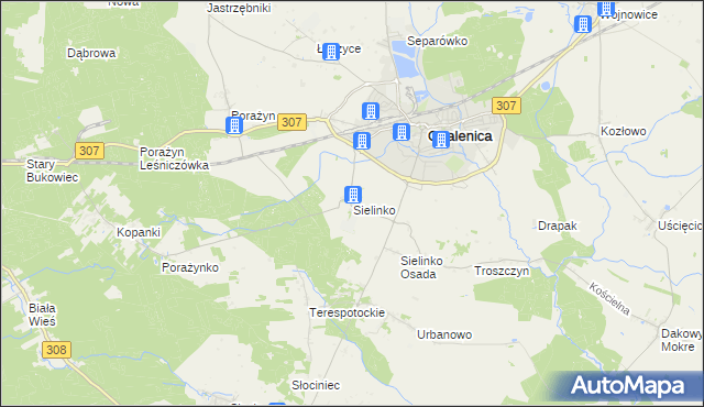 mapa Sielinko, Sielinko na mapie Targeo
