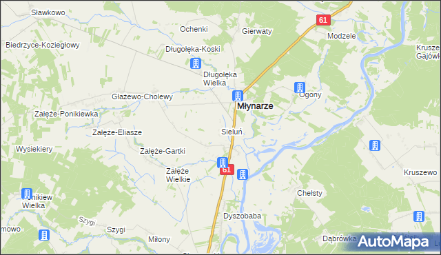 mapa Sieluń, Sieluń na mapie Targeo