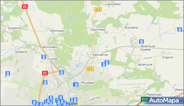 mapa Siemianice gmina Słupsk, Siemianice gmina Słupsk na mapie Targeo