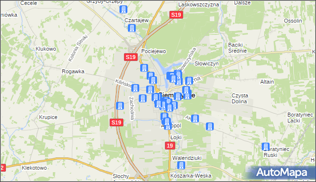 mapa Siemiatycze, Siemiatycze na mapie Targeo