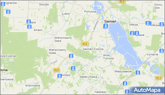 mapa Siemień-Kolonia, Siemień-Kolonia na mapie Targeo