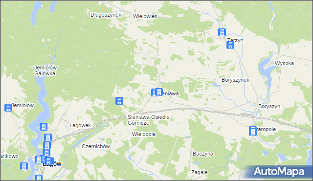 mapa Sieniawa gmina Łagów, Sieniawa gmina Łagów na mapie Targeo