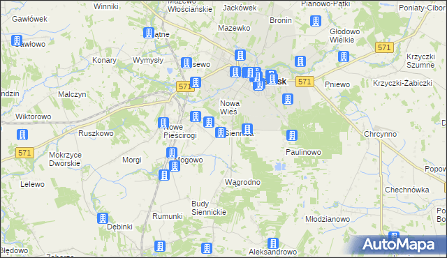 mapa Siennica gmina Nasielsk, Siennica gmina Nasielsk na mapie Targeo