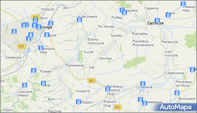 mapa Siennów, Siennów na mapie Targeo