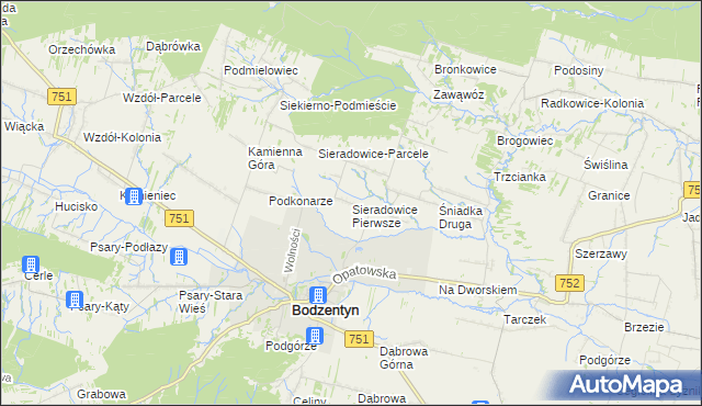 mapa Sieradowice Pierwsze, Sieradowice Pierwsze na mapie Targeo