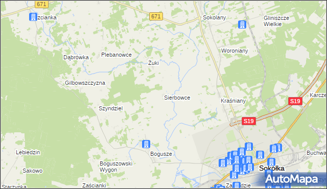 mapa Sierbowce, Sierbowce na mapie Targeo