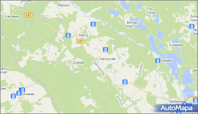 mapa Sierczynek, Sierczynek na mapie Targeo