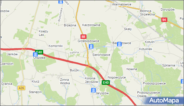 mapa Sieroniowice, Sieroniowice na mapie Targeo