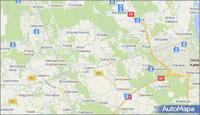 mapa Sierzchów gmina Góra Kalwaria, Sierzchów gmina Góra Kalwaria na mapie Targeo