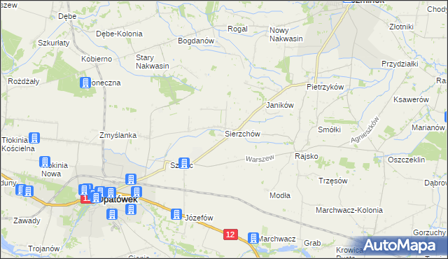 mapa Sierzchów gmina Opatówek, Sierzchów gmina Opatówek na mapie Targeo