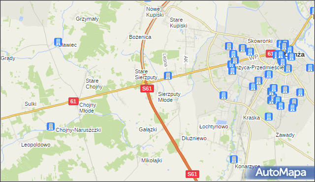 mapa Sierzputy Młode, Sierzputy Młode na mapie Targeo
