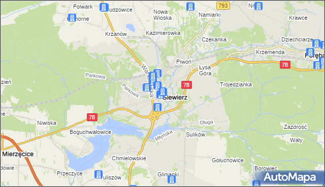 mapa Siewierz, Siewierz na mapie Targeo