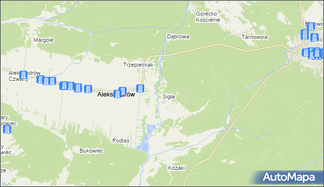 mapa Sigła gmina Aleksandrów, Sigła gmina Aleksandrów na mapie Targeo