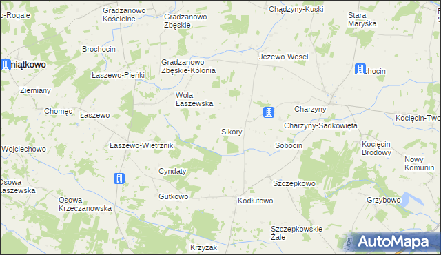 mapa Sikory gmina Raciąż, Sikory gmina Raciąż na mapie Targeo