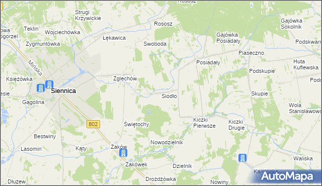 mapa Siodło gmina Siennica, Siodło gmina Siennica na mapie Targeo